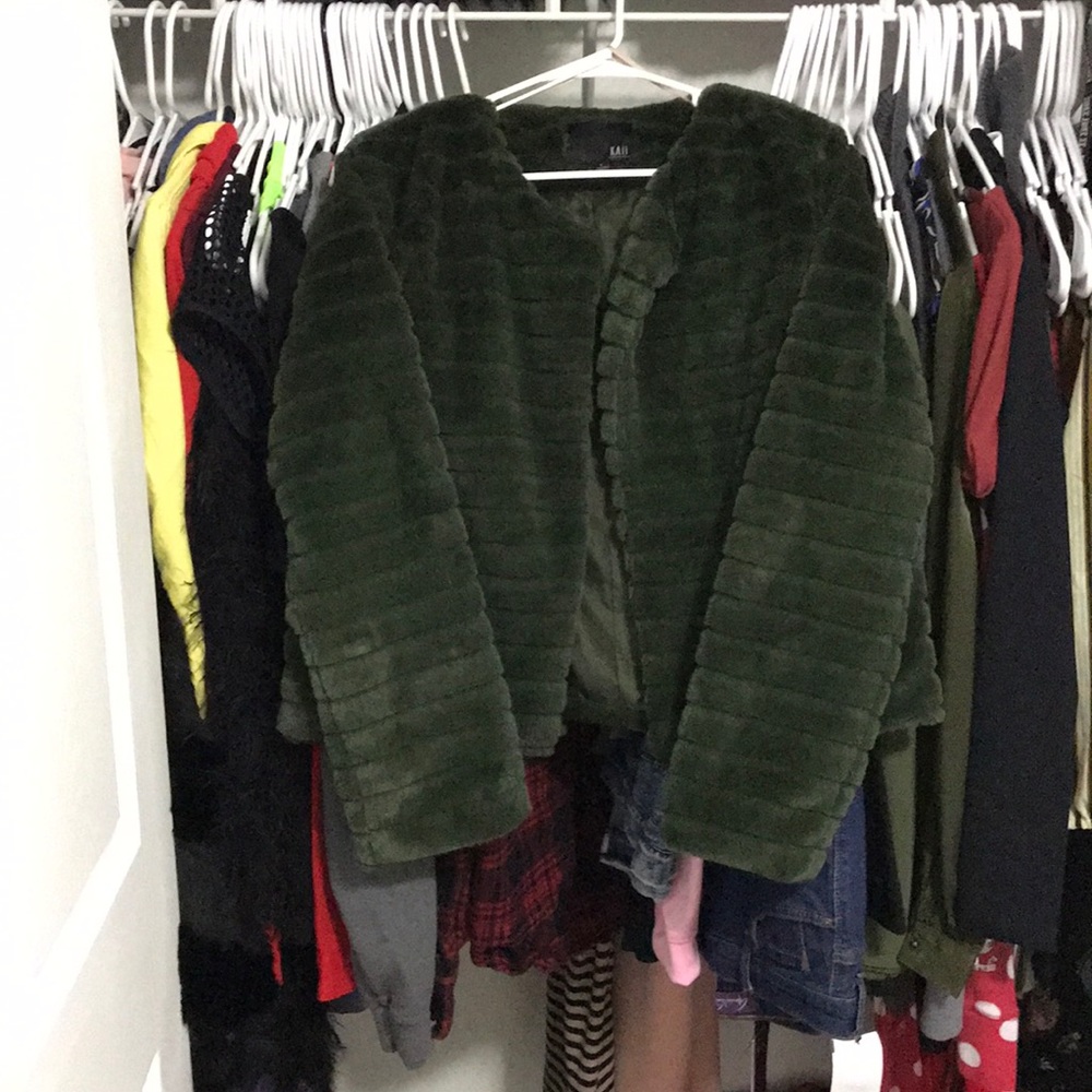 Green faux fur